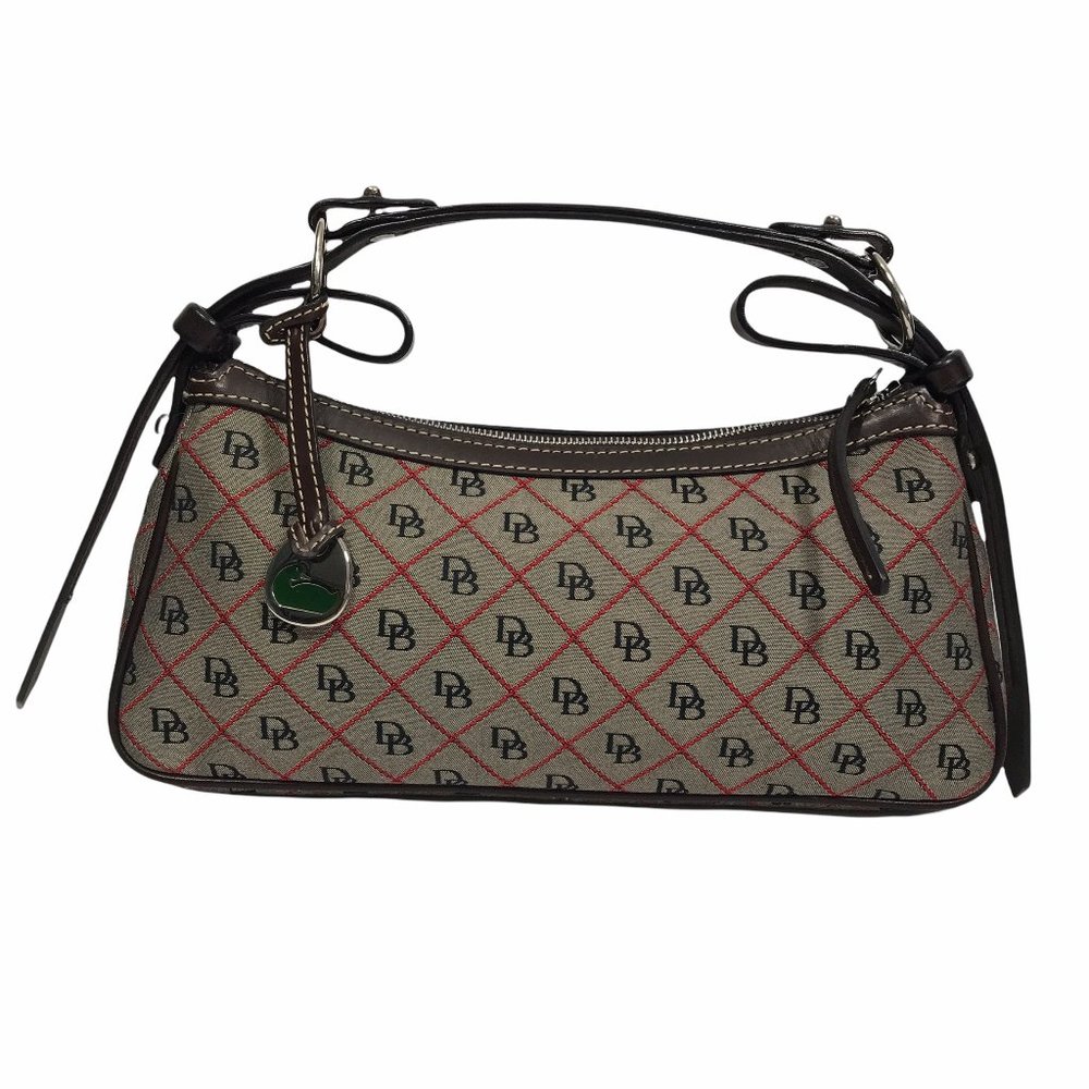 COPY - Dooney & Bourke Signature Grey & Black - Red Quilting Pattern Satchel - …